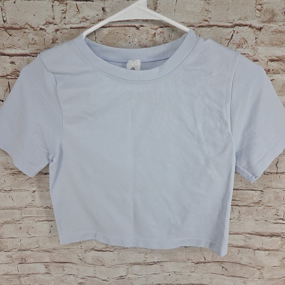 Love Poem Crop Top Light Blue Size M/L Short Sleeve NEW